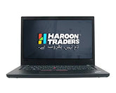 Lenovo Thinkpad T480 laptop with a black color scheme, displaying a picture of a flower on the screen, showing the top half of the laptop with the keyboard and screen.