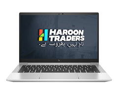 A silver HP laptop shown open from the front on a plain white background. The screen displays the 'HAROOM TRADERS' logo with colorful accents and Urdu text.
HP EliteBook 630 G9 Core i5 12th Gen Laptop 13.3 inch FHD Display 16GB RAM 256GB NVMe SSD Fingerprint Haroon Traders